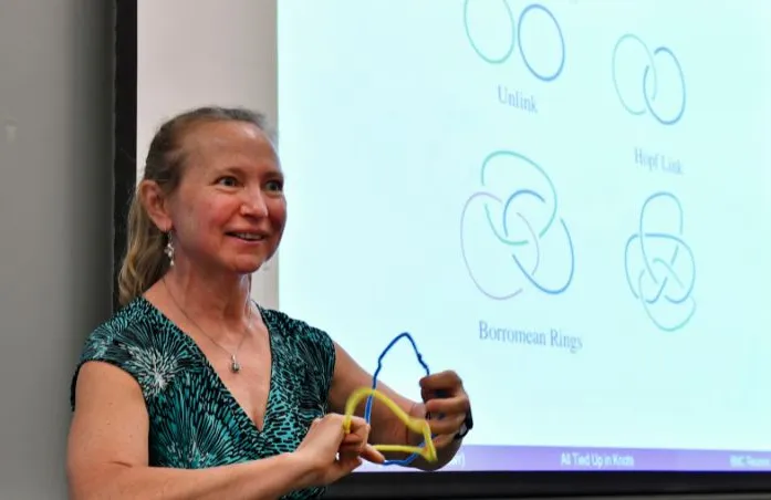 Photo of Professor Lisa Traynor giving a faculty talk at Reunion.