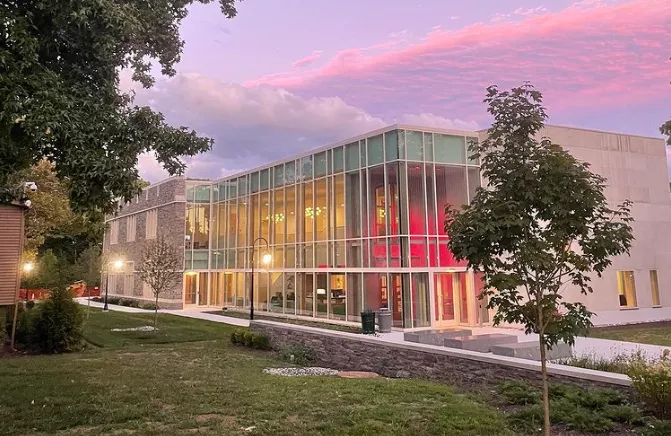Photo of Lavender skies over The Well - Photo by Becky Yu ‘24 - Instagram post