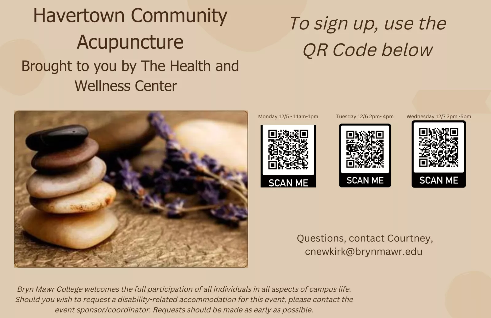 Havertown Community Acupuncture Event Poster Dec. 2022
