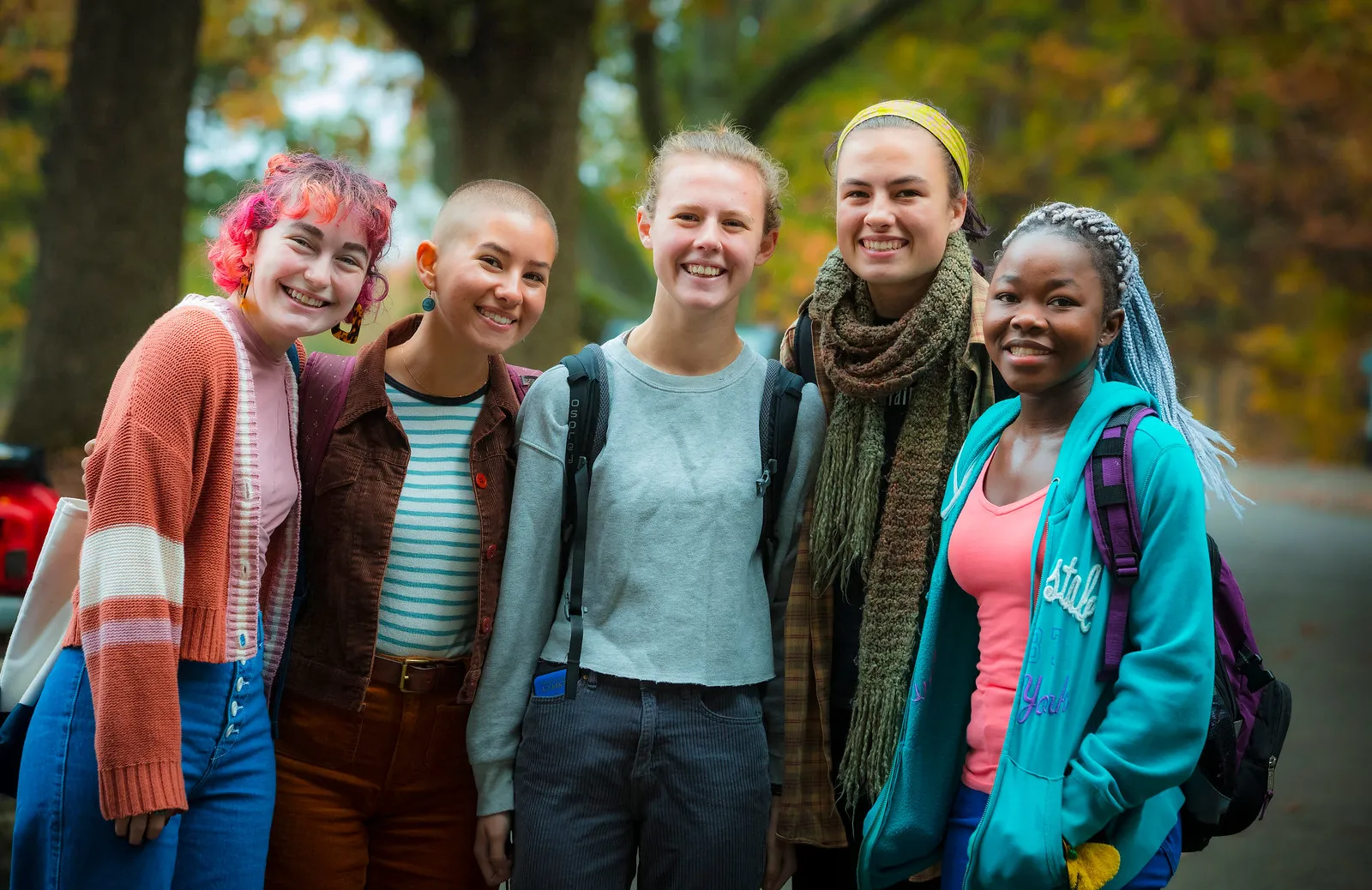 Group of students looking happy