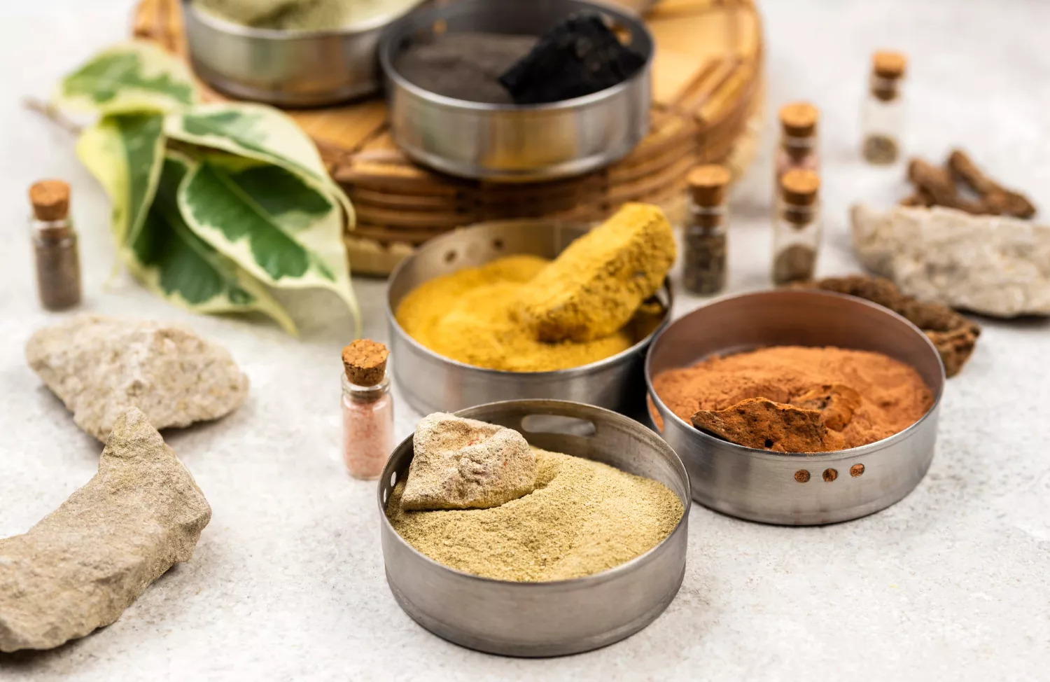 Minerals and spices stock
