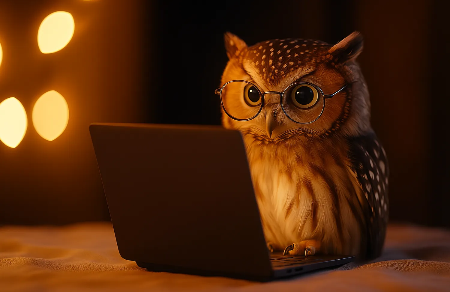 Owl with glasses ai stock