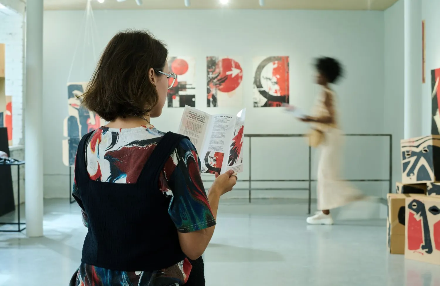 woman in museum stock