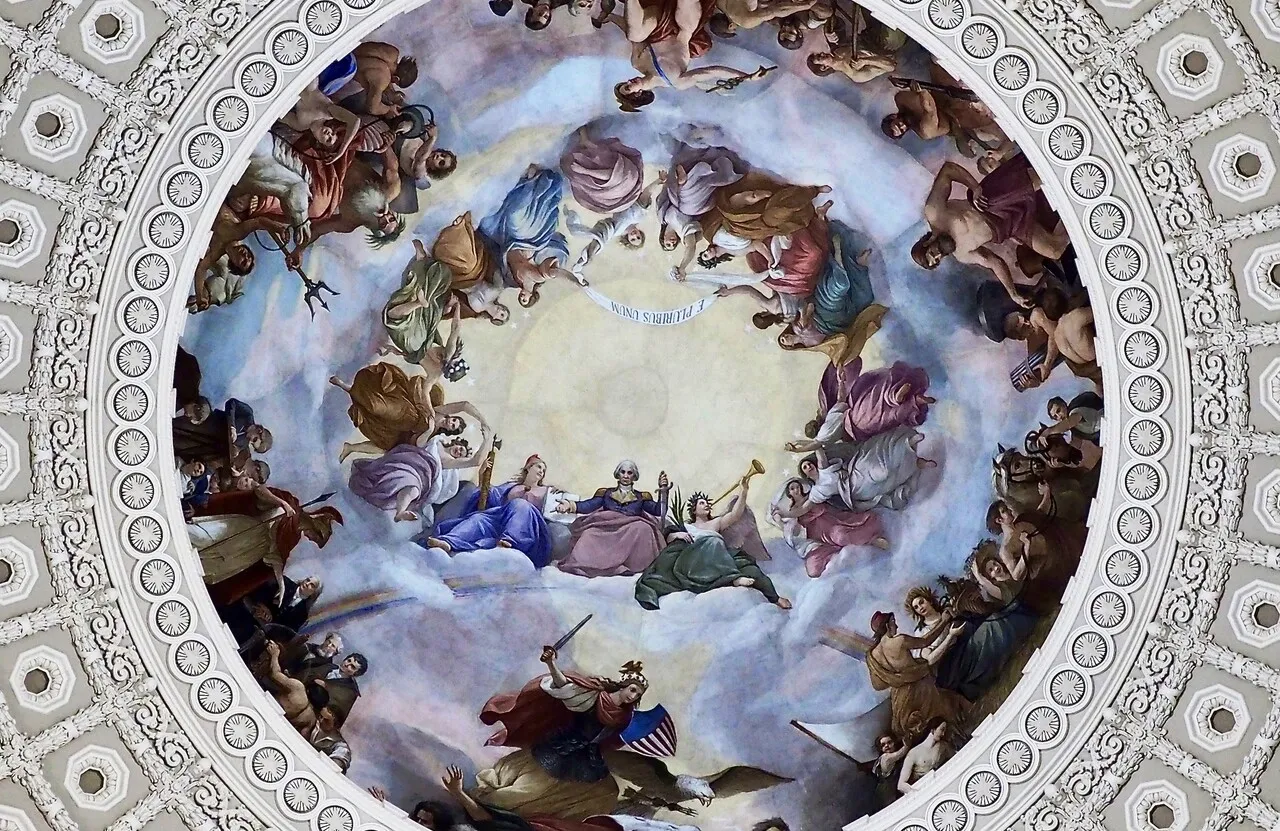  “The Apotheosis of Washington” by Constantino Brumidi, photo from Wikimedia Commons licensed under the Creative Commons Attribution-Share Alike 4.0 International license.