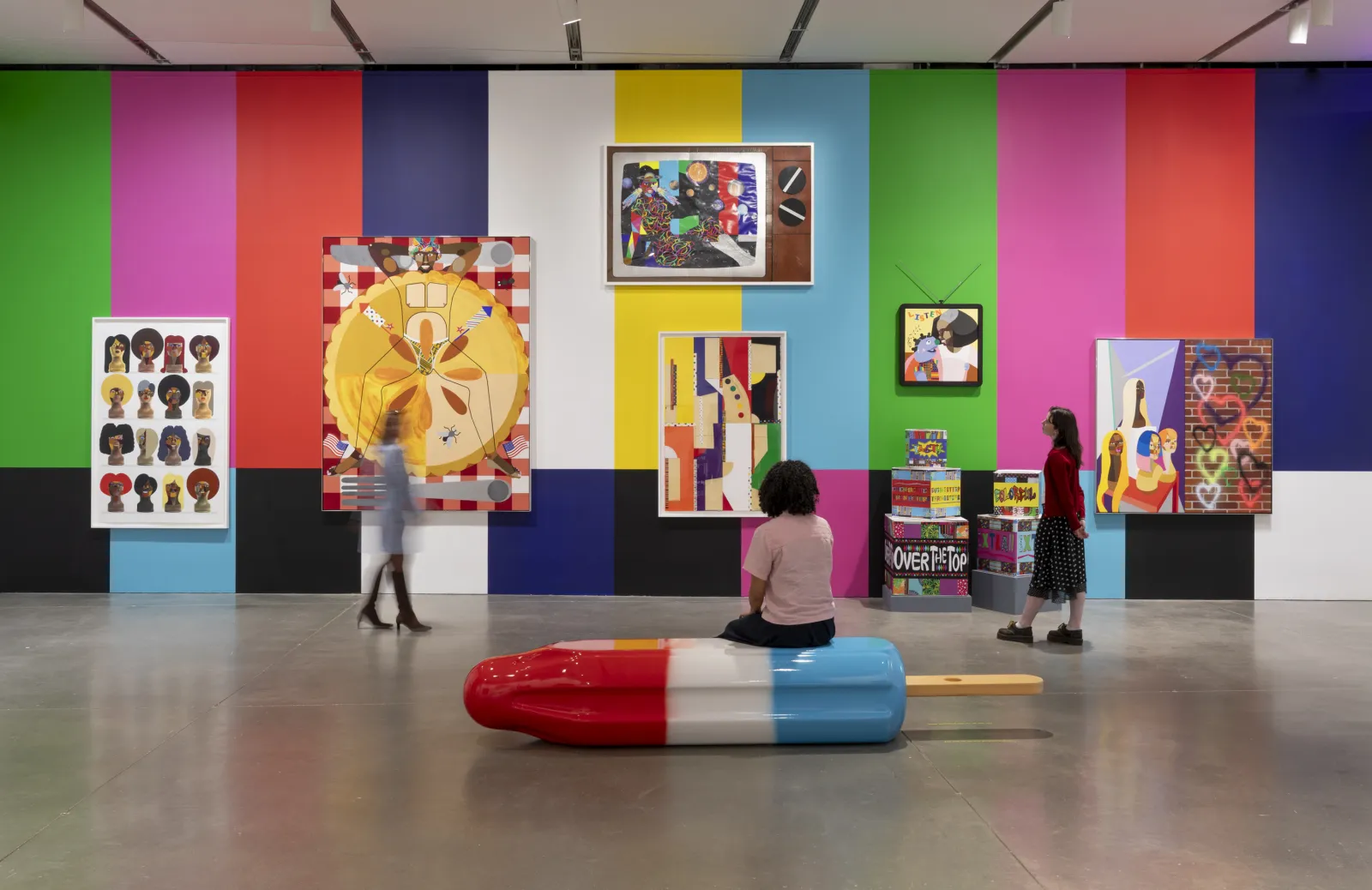 individual looking at an art installation