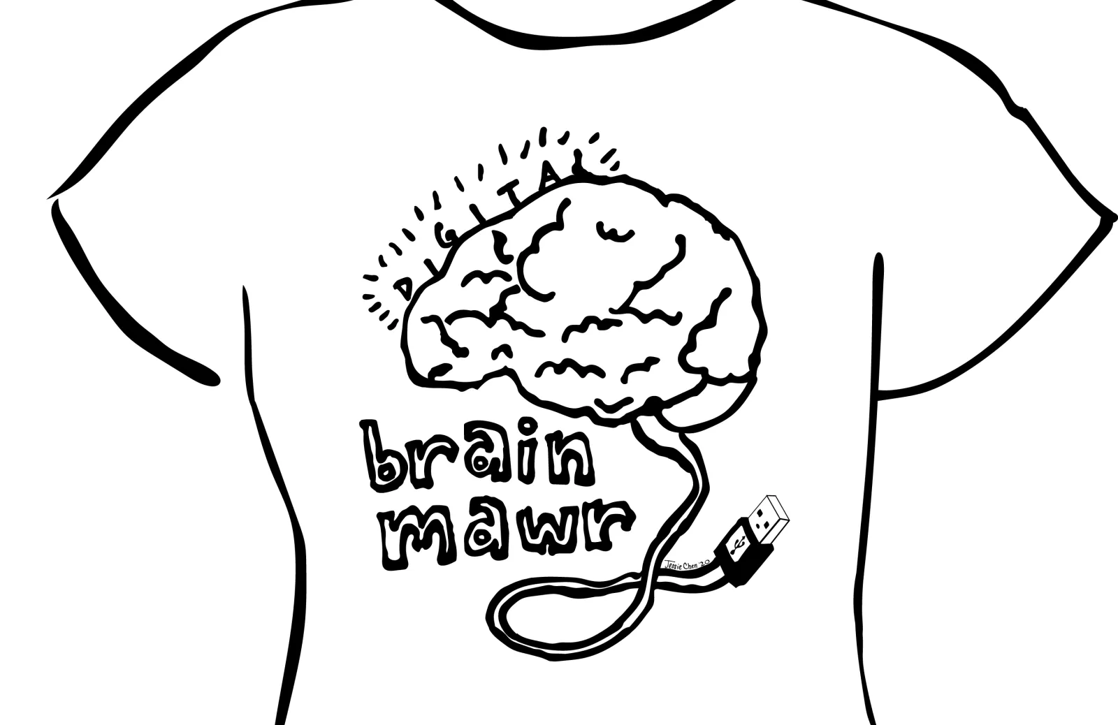 digital brain mawr tshirt design