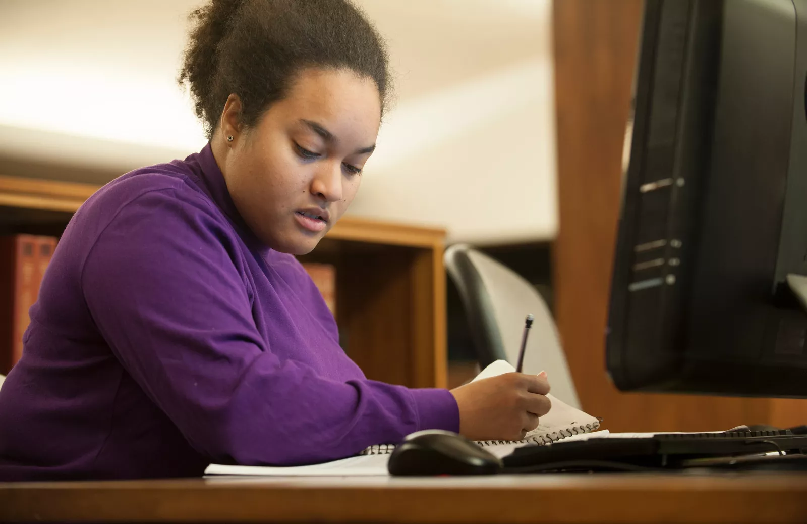 student writing