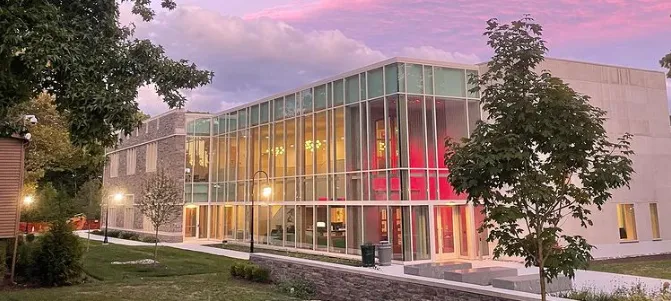 Photo of Lavender skies over The Well - Photo by Becky Yu ‘24 - Instagram post