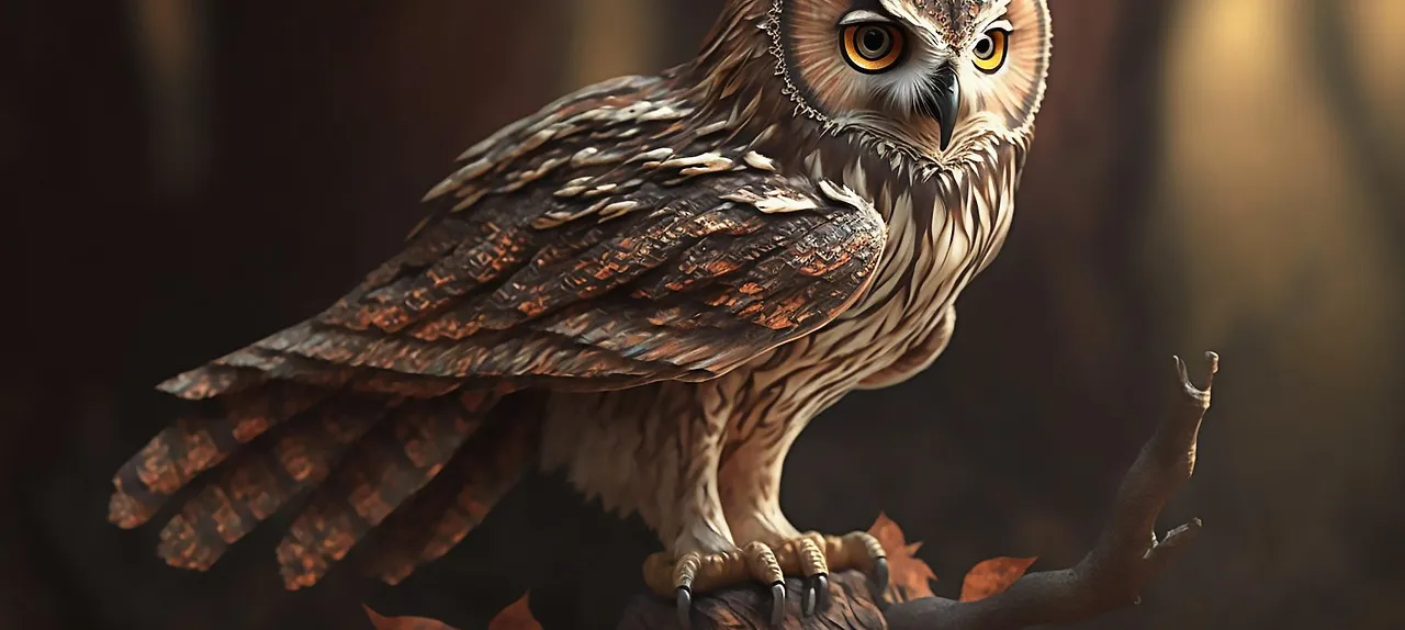 Photograph of an owl on a branch