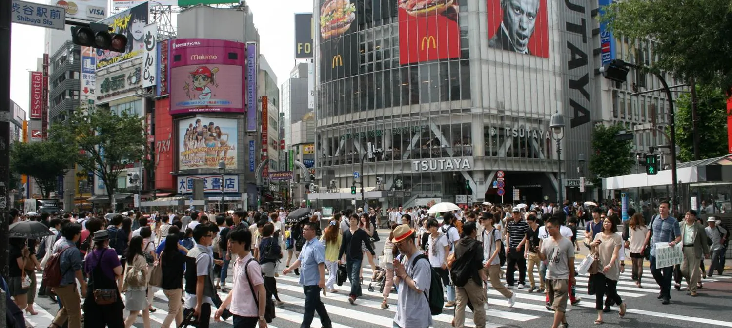 A crosswalk in Shibuya, Tokyo, as taken by a Bryn Mawr College student studying abroad