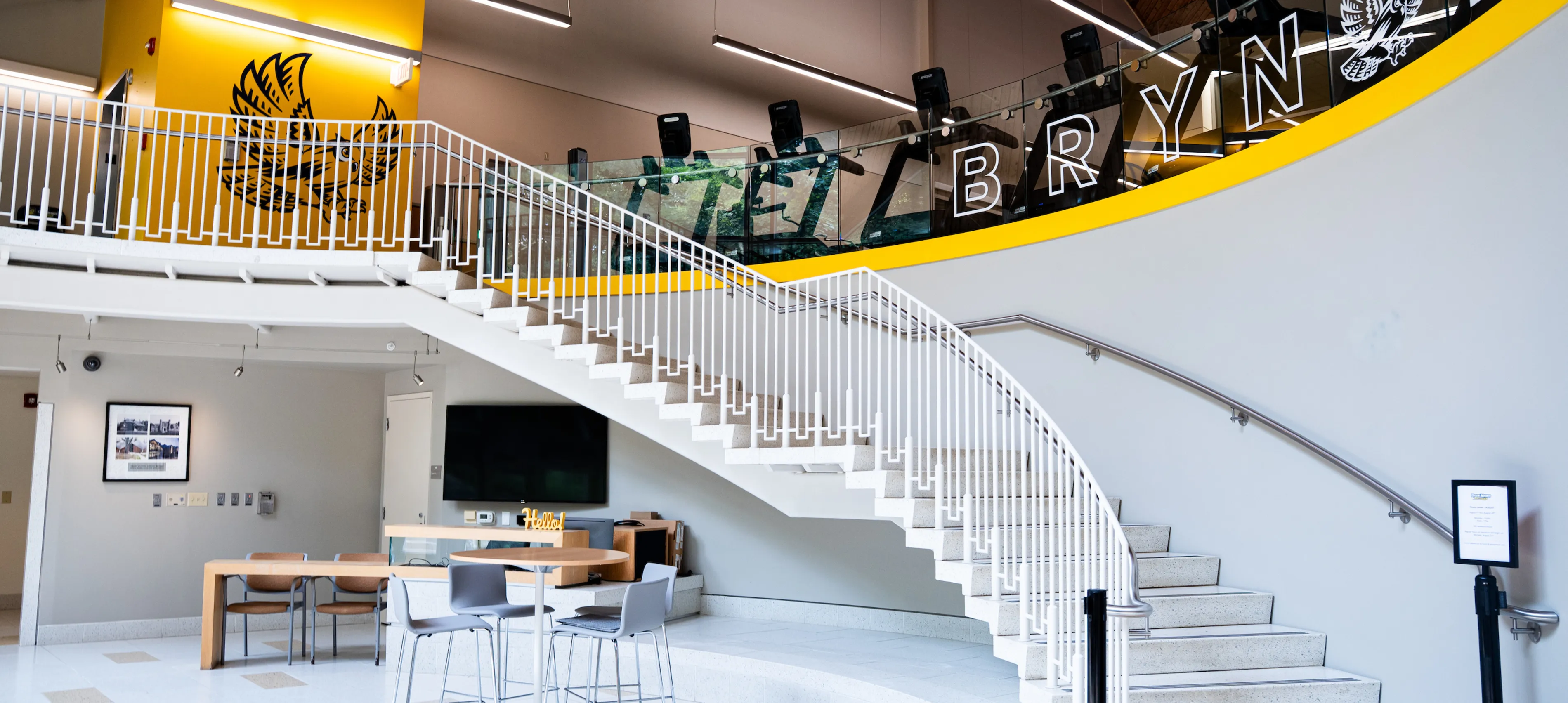the atrium of Bryn Mawr's fitness center