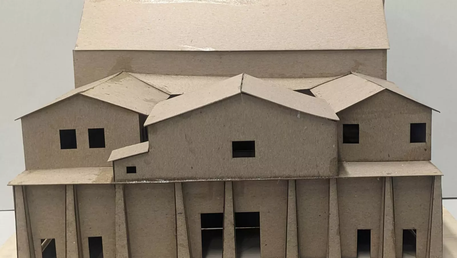 Cardboard recreation of an ancient Greek hall