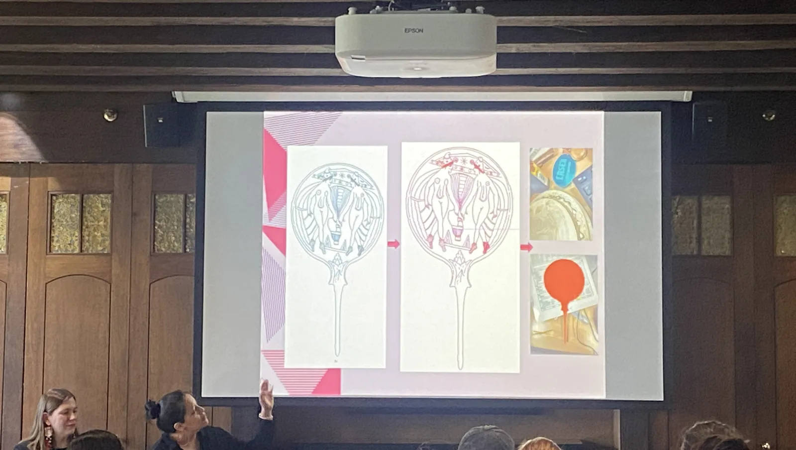 Grad student presenting on digitally recreating artifacts