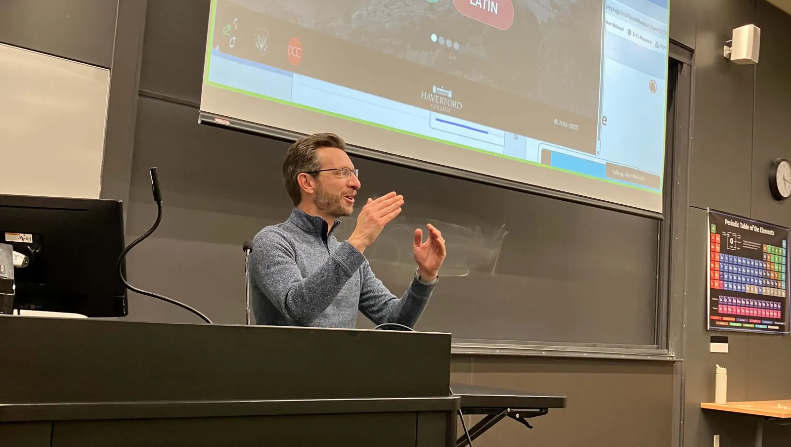 Bret Mulligan, Associate Provost and Professor of Classics, at Haverford, demonstrates The Bridge, a digital resource for learning Greek and Latin.