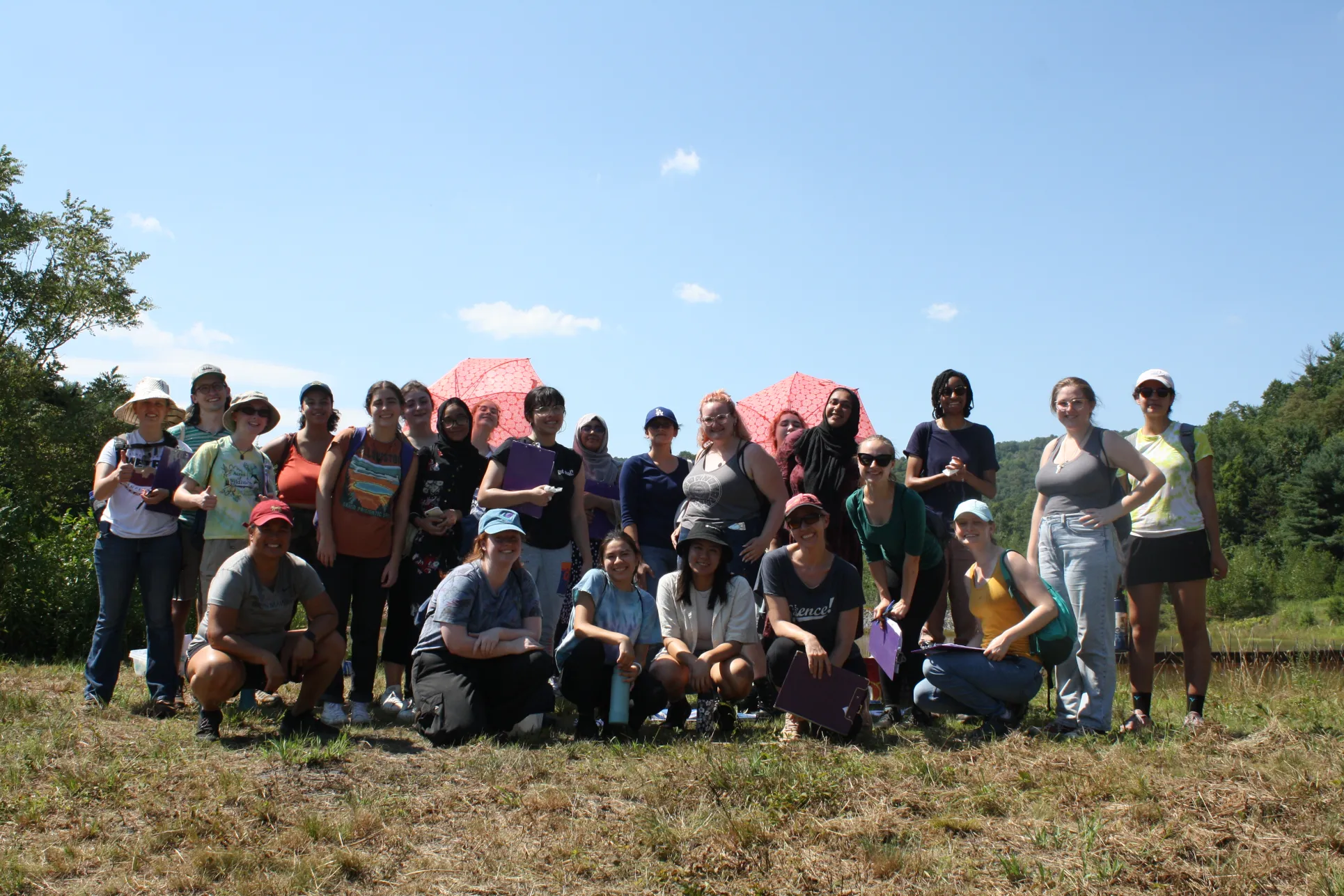STEMLA Fellows pose for a picture during their field trips to an acid mine drainage site. 