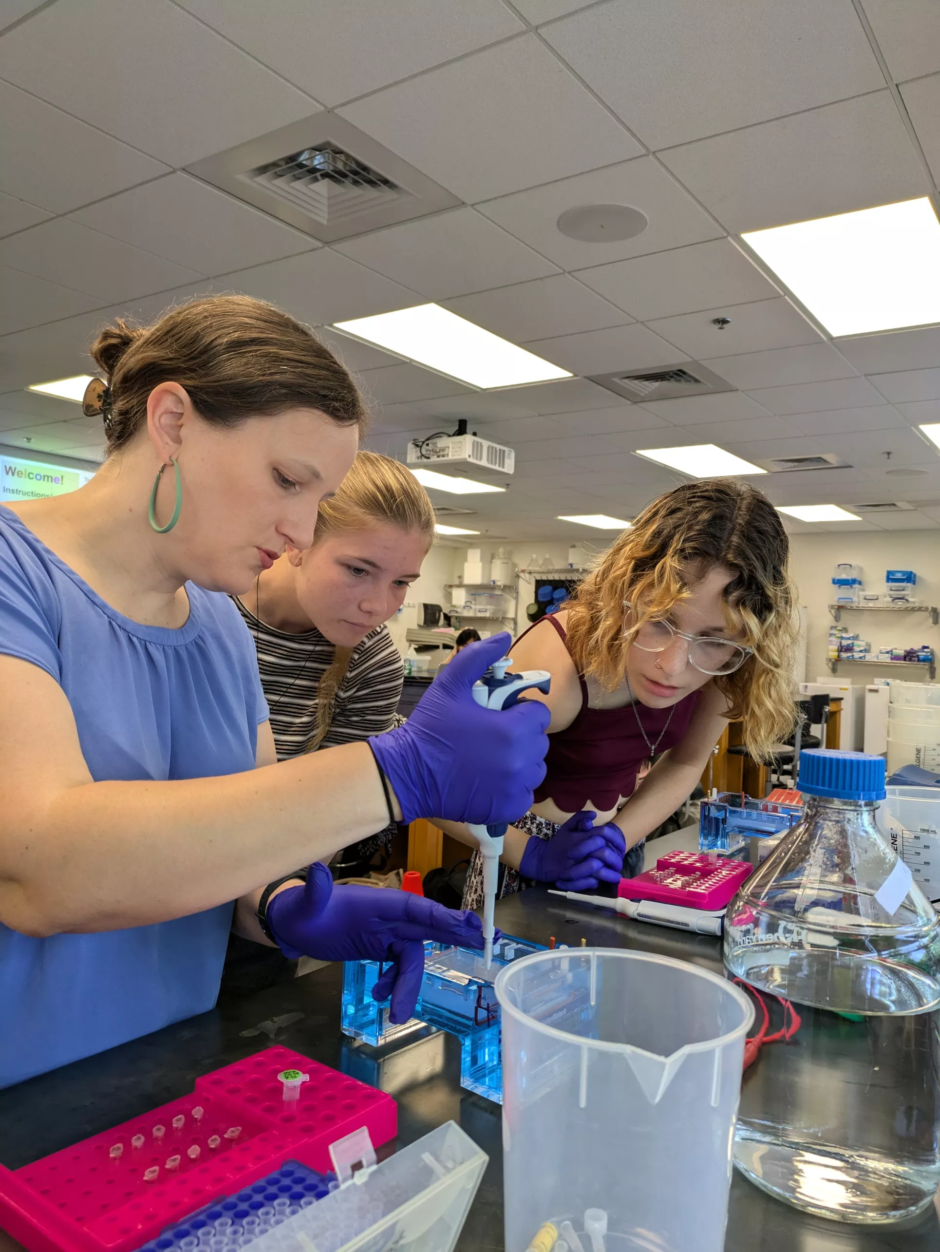 Jen works with Fellows in lab