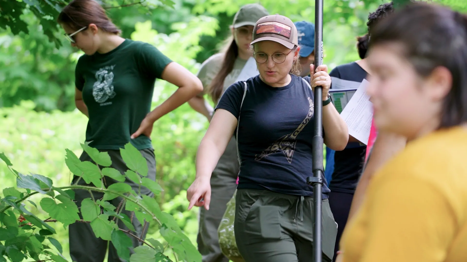 A group works on mapping trees on BMC campus