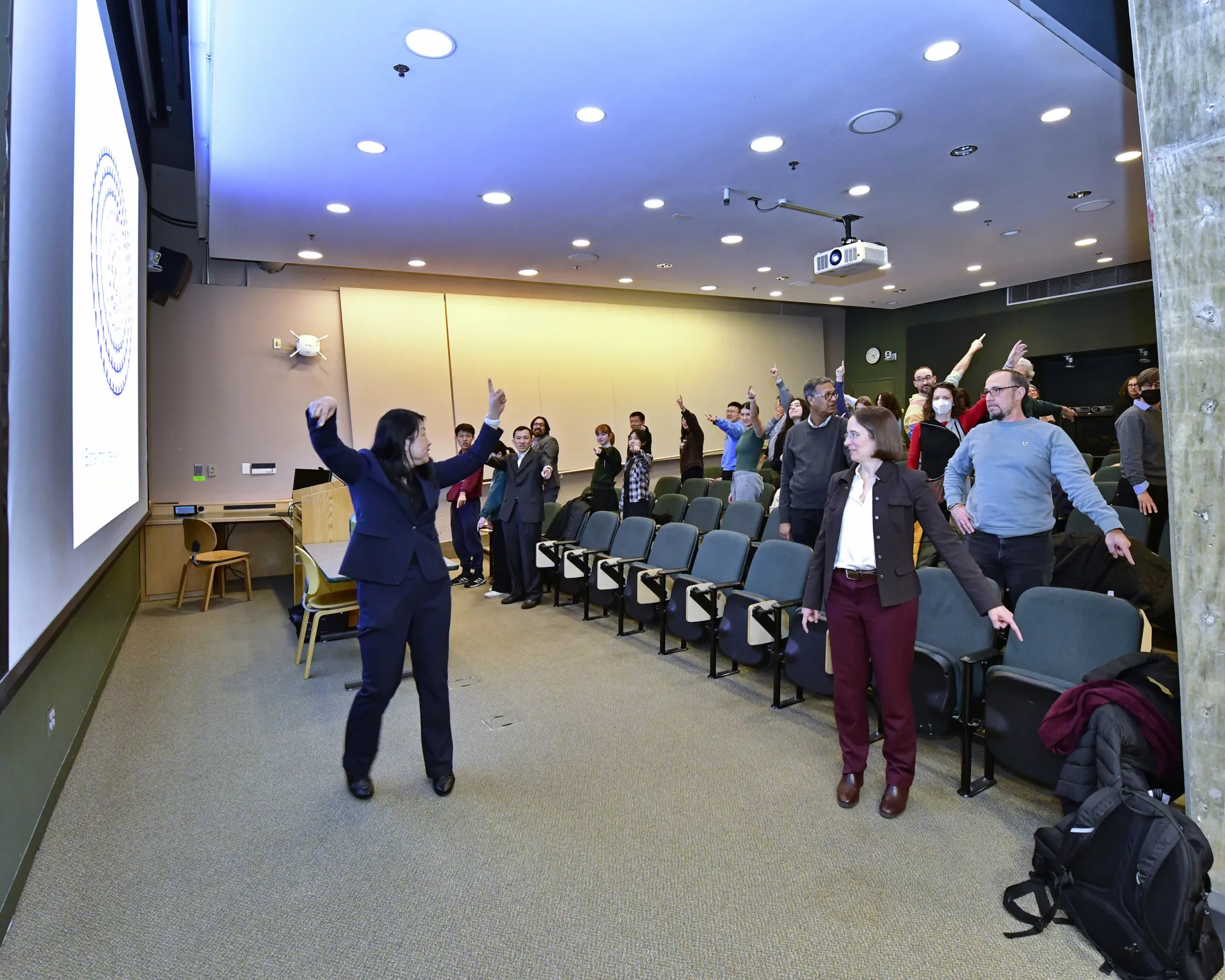 A Professor of Physics gets the audience involved in her lecture