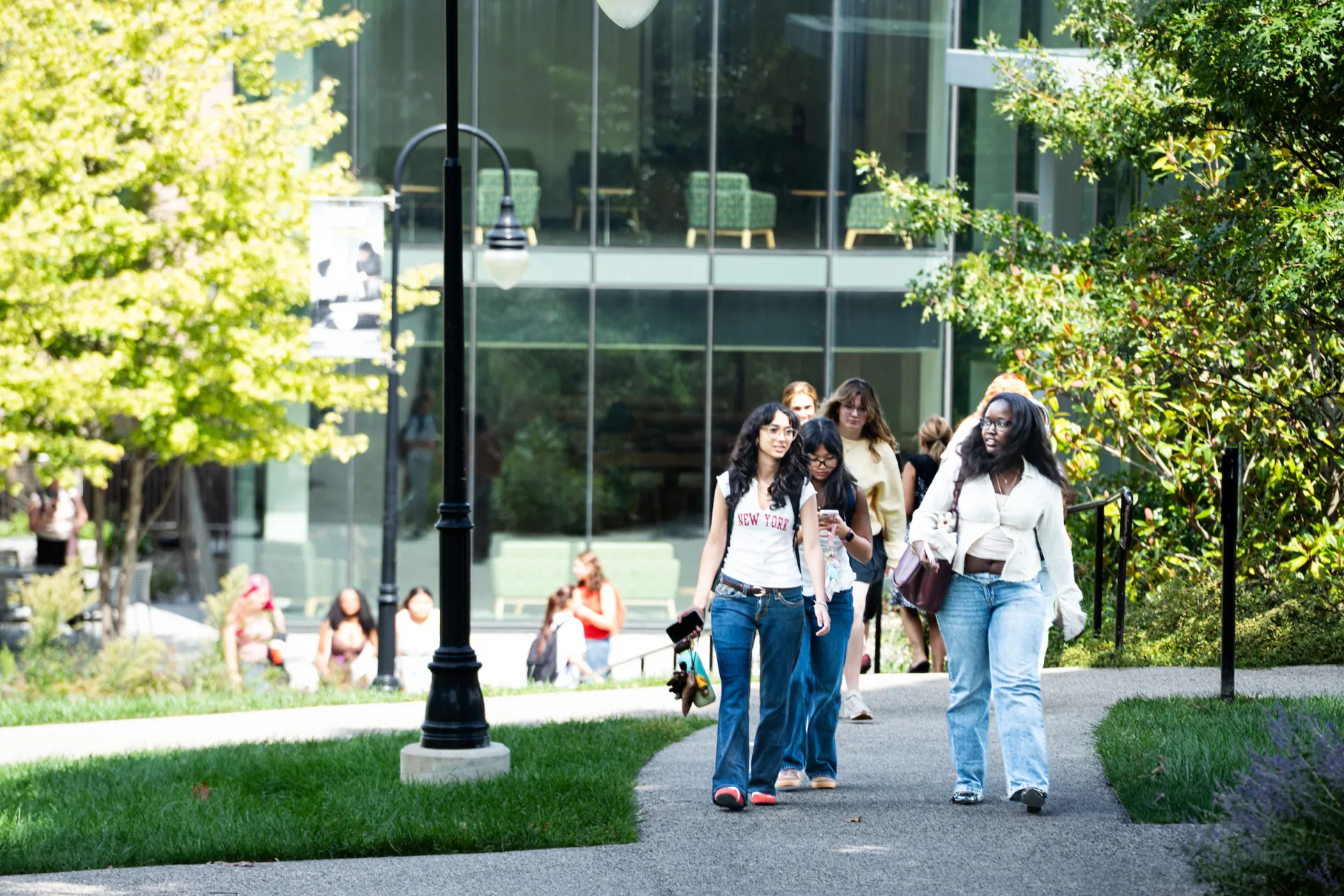 students walking on campus