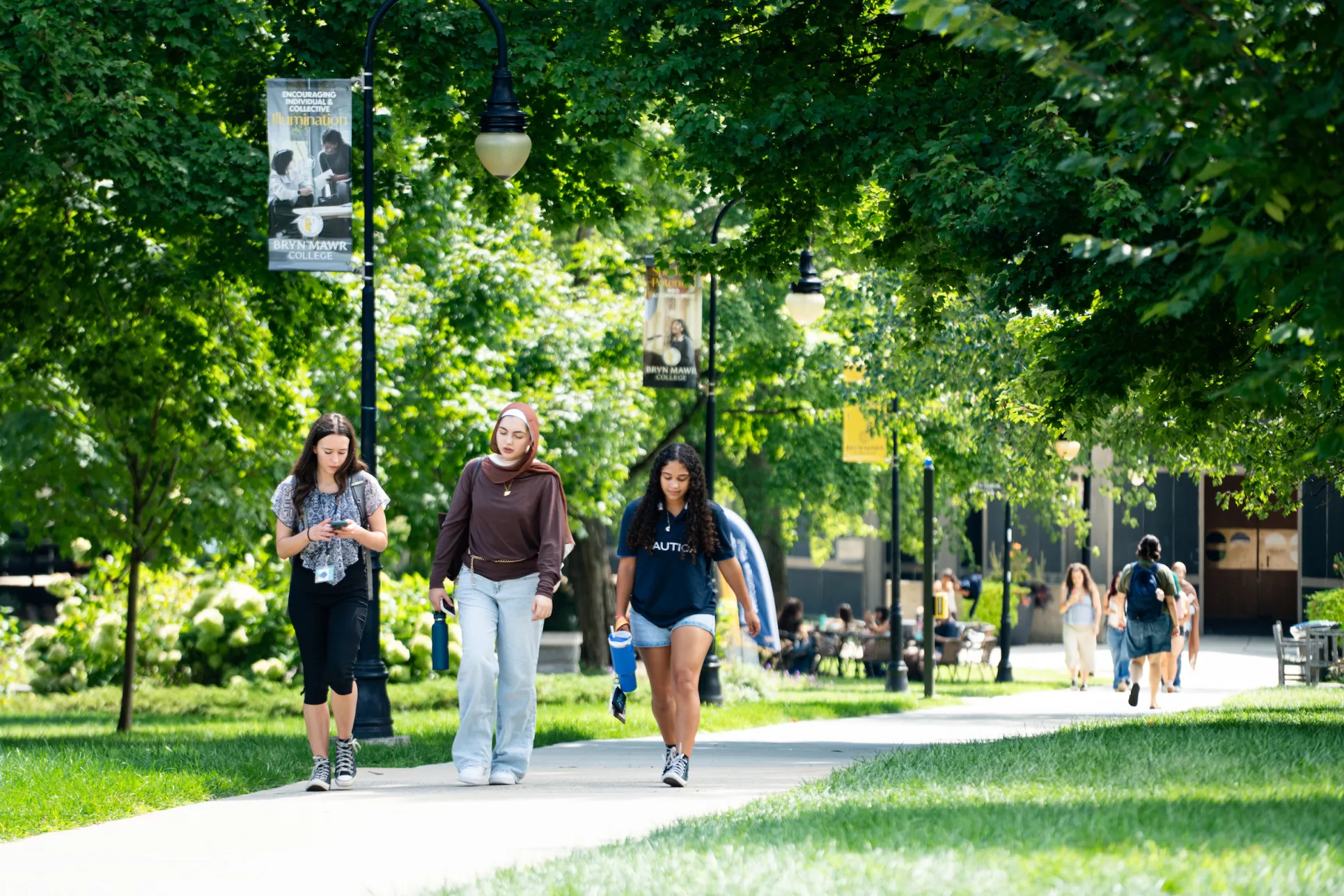 students walking on campus