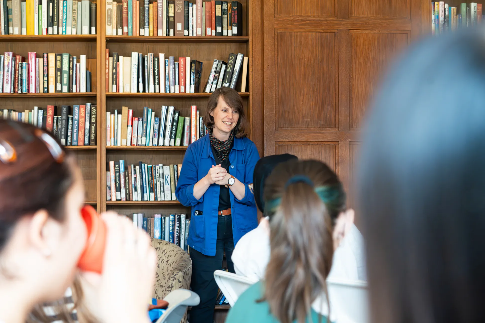 Maggie Larson ’10 at the Cartoon Workshop. Photo by Caroline Bittenbender.
