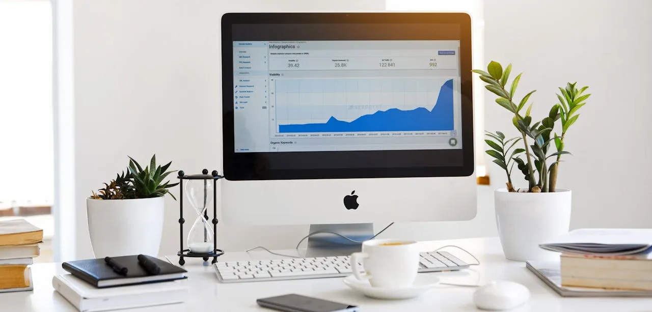 Desktop displaying analytics dashboard