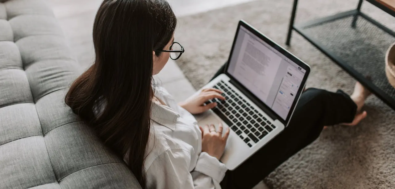 Student using laptop