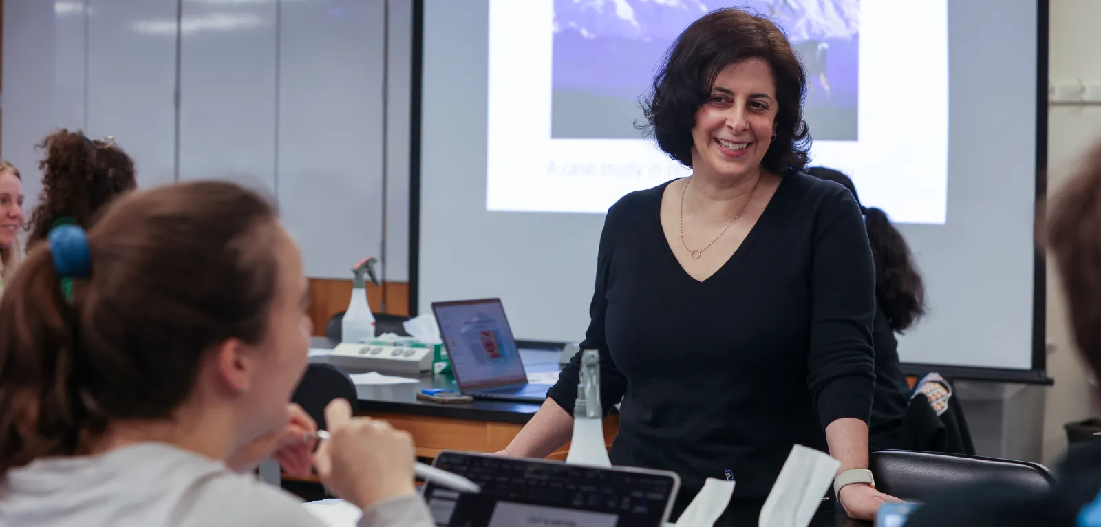 Michelle Wien lecturing in classroom