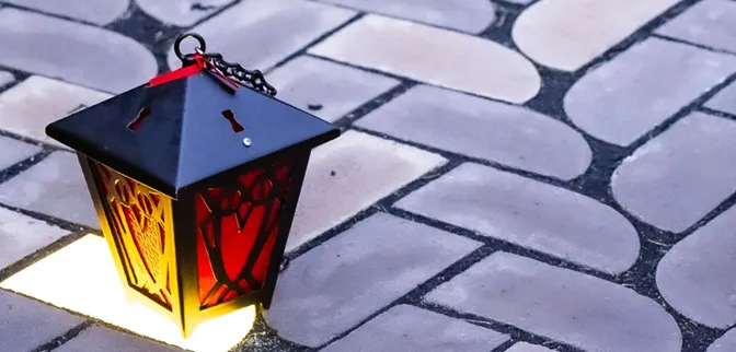 Red Lantern in the Cloisters