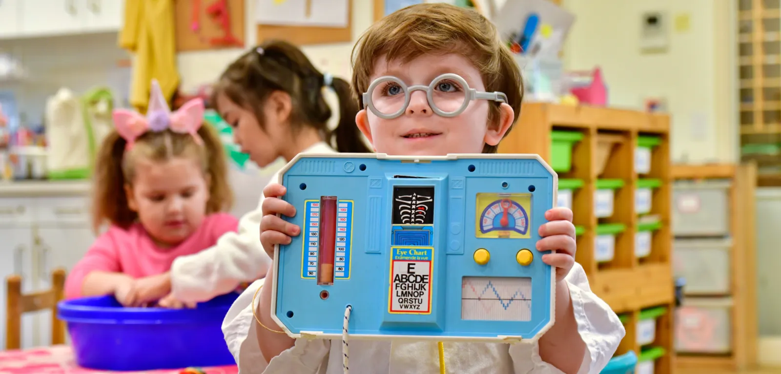 Thorne School, kid with toy