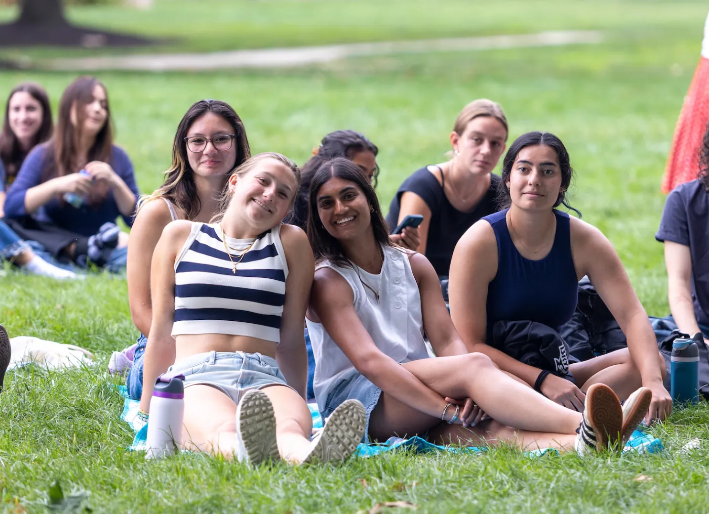 students lounging on campus