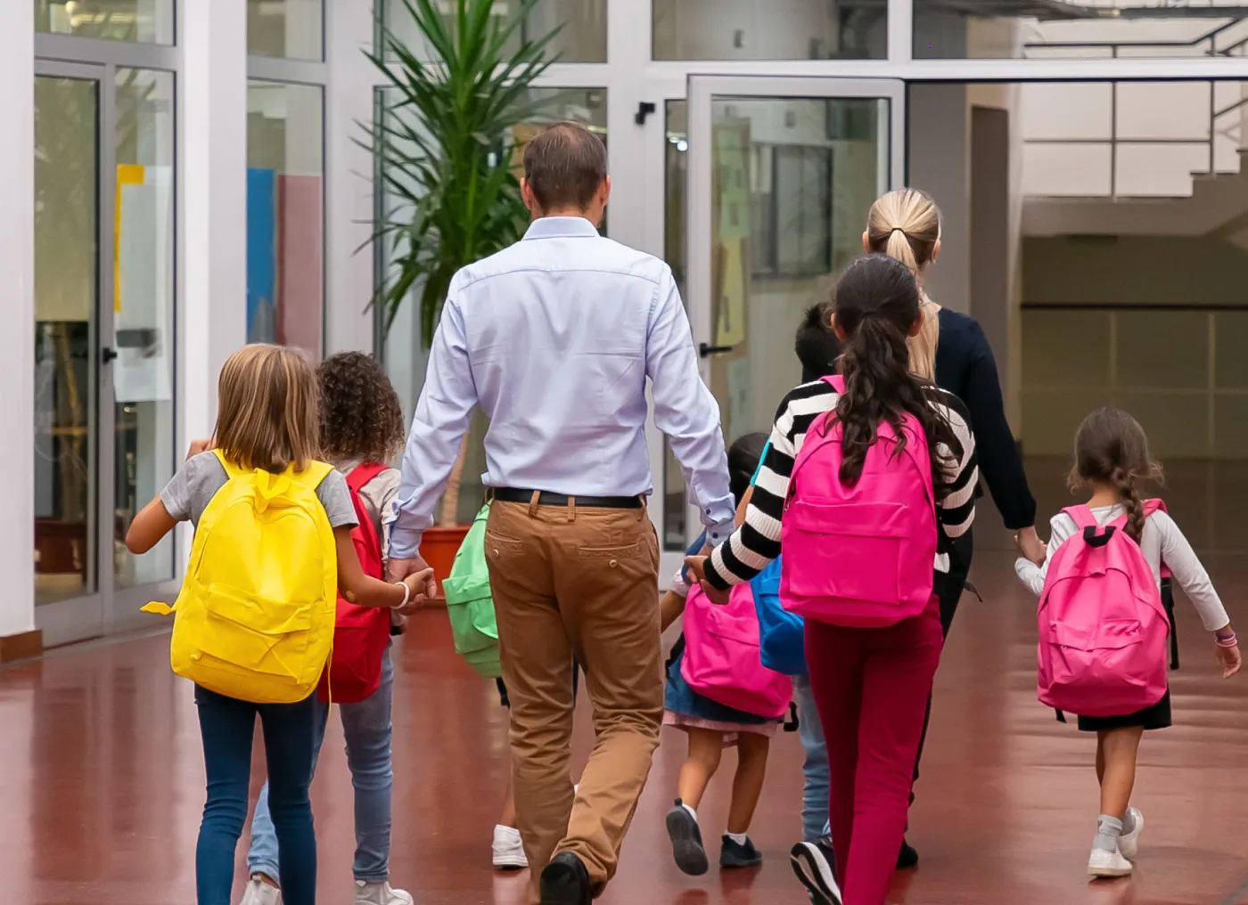 Family walking into school together