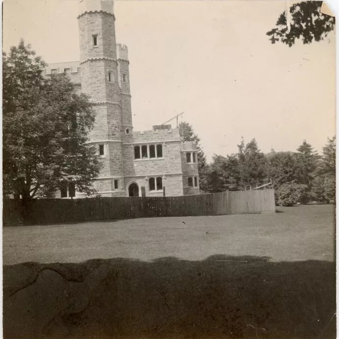 Stone building under construction