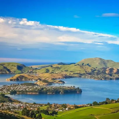 an aerial view of Dunedin, New Zealand