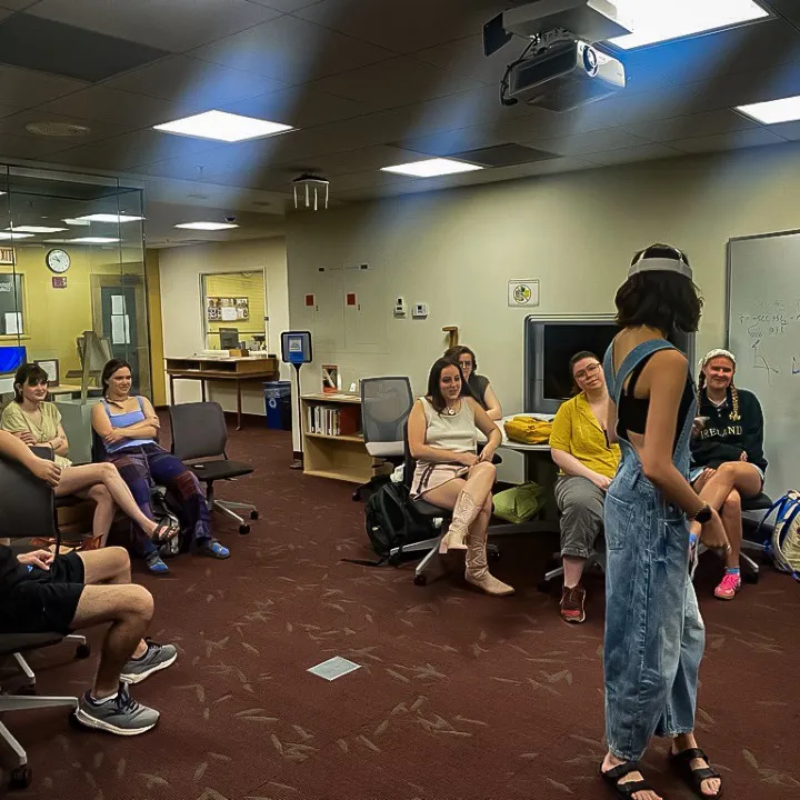 Students using VR device in the DMCL