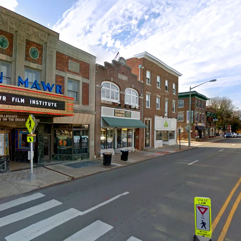 Downtown Bryn Mawr with the Bryn Mawr Theater in view. Photo by Amanda Coltri