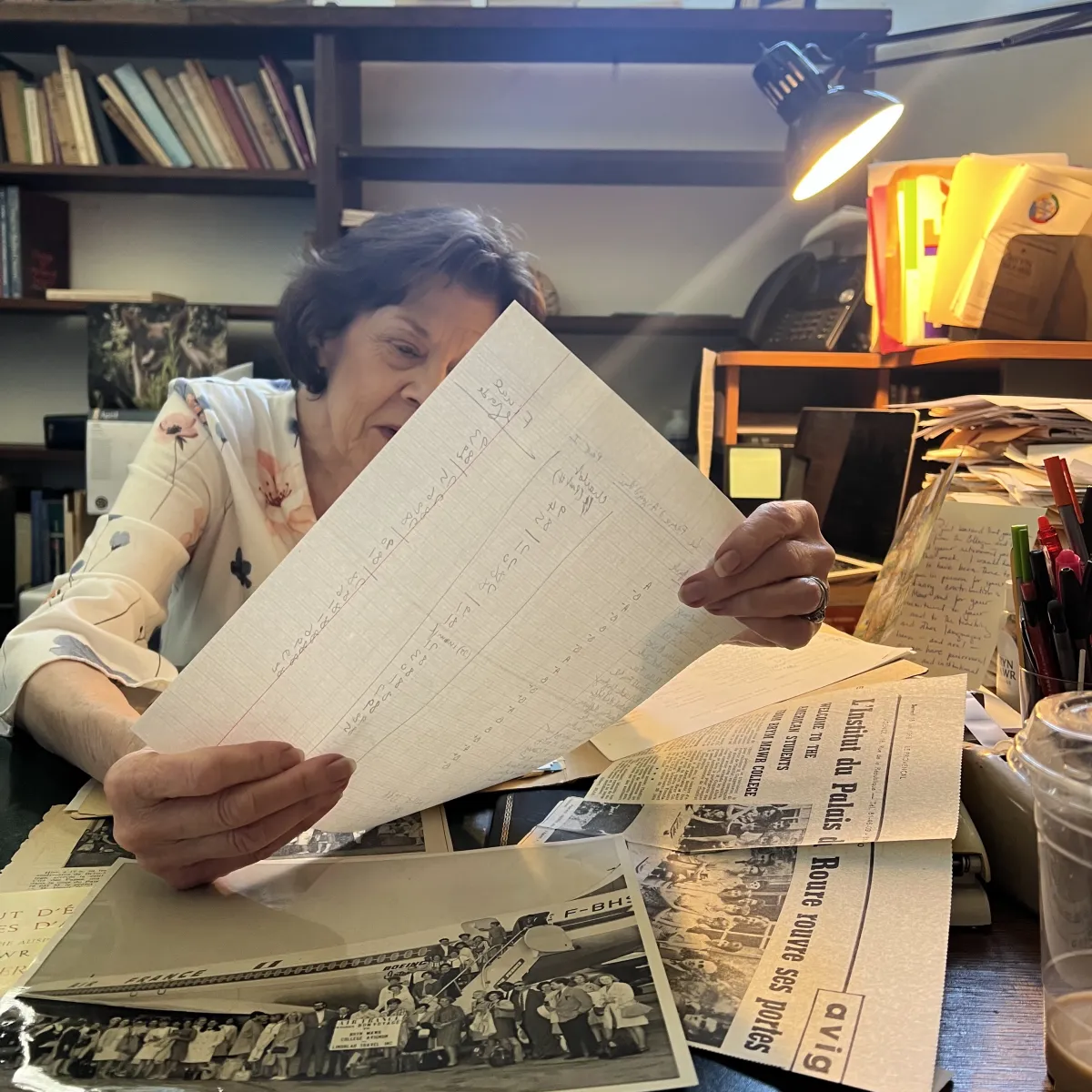 Professor looking at an old report card