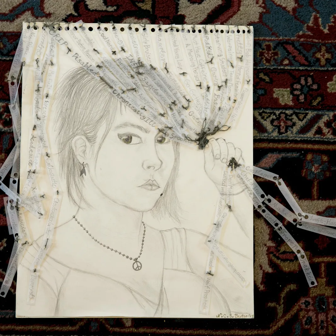 a self portrait drawing by a fine arts student