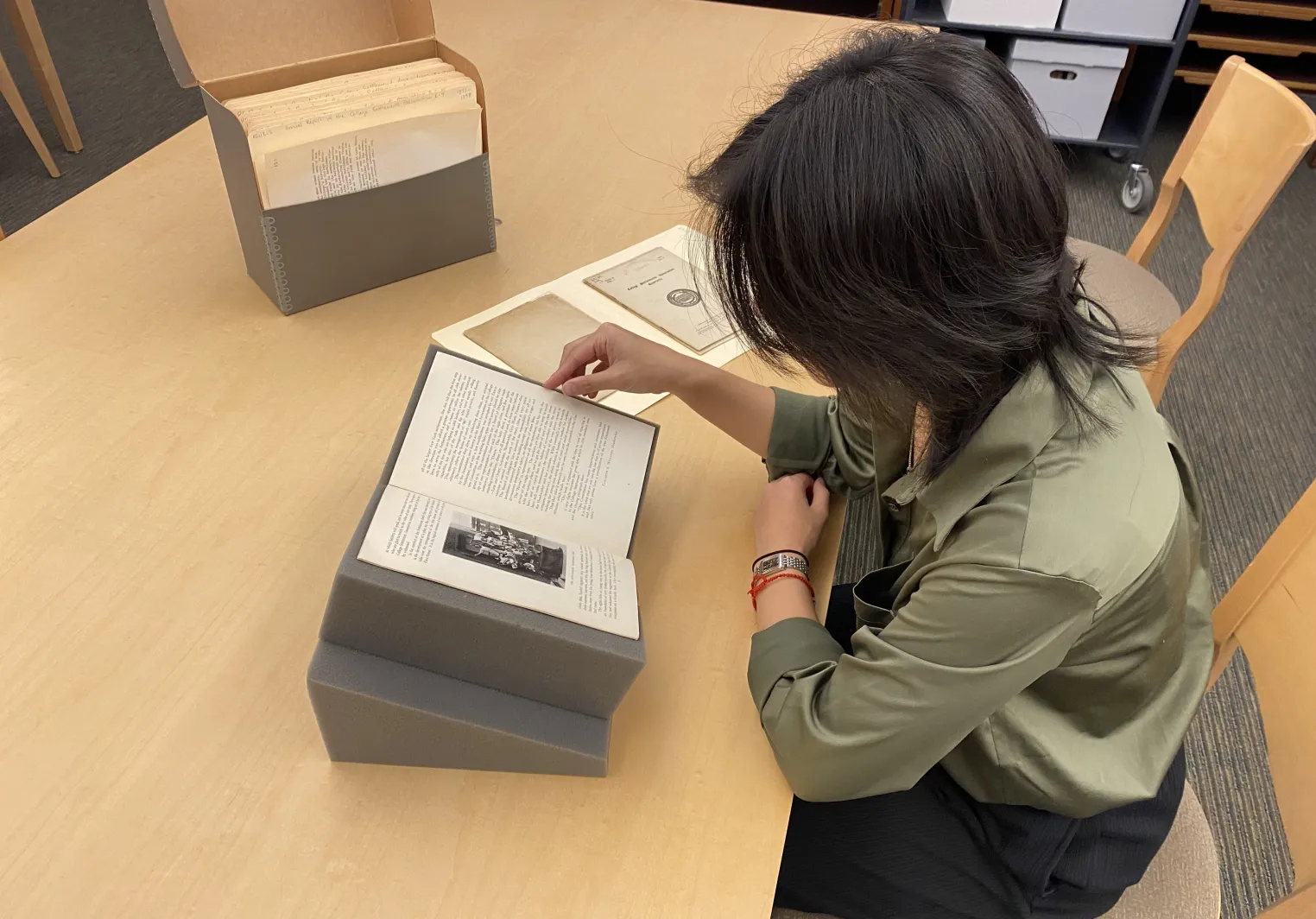 Individual doing research in the Special Collections Reading Room.