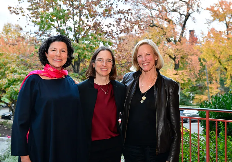 Saskia Subramanian, Wendy Cadge, and Cynthia Archer on Gateway Porch