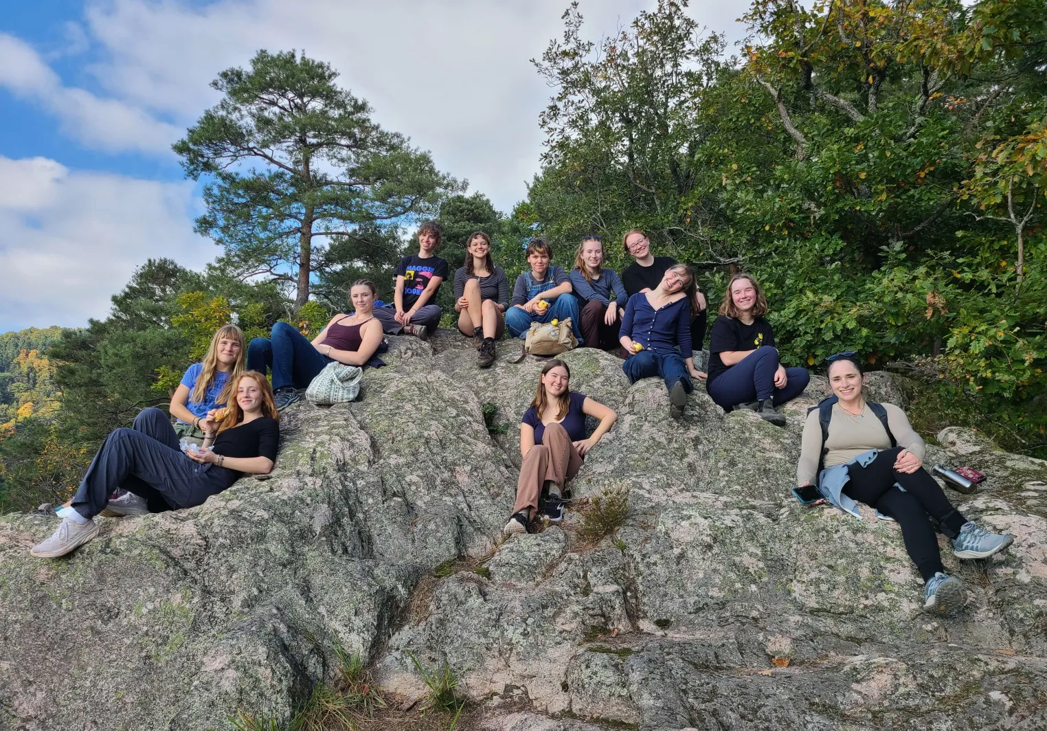 students on a rock in Germany