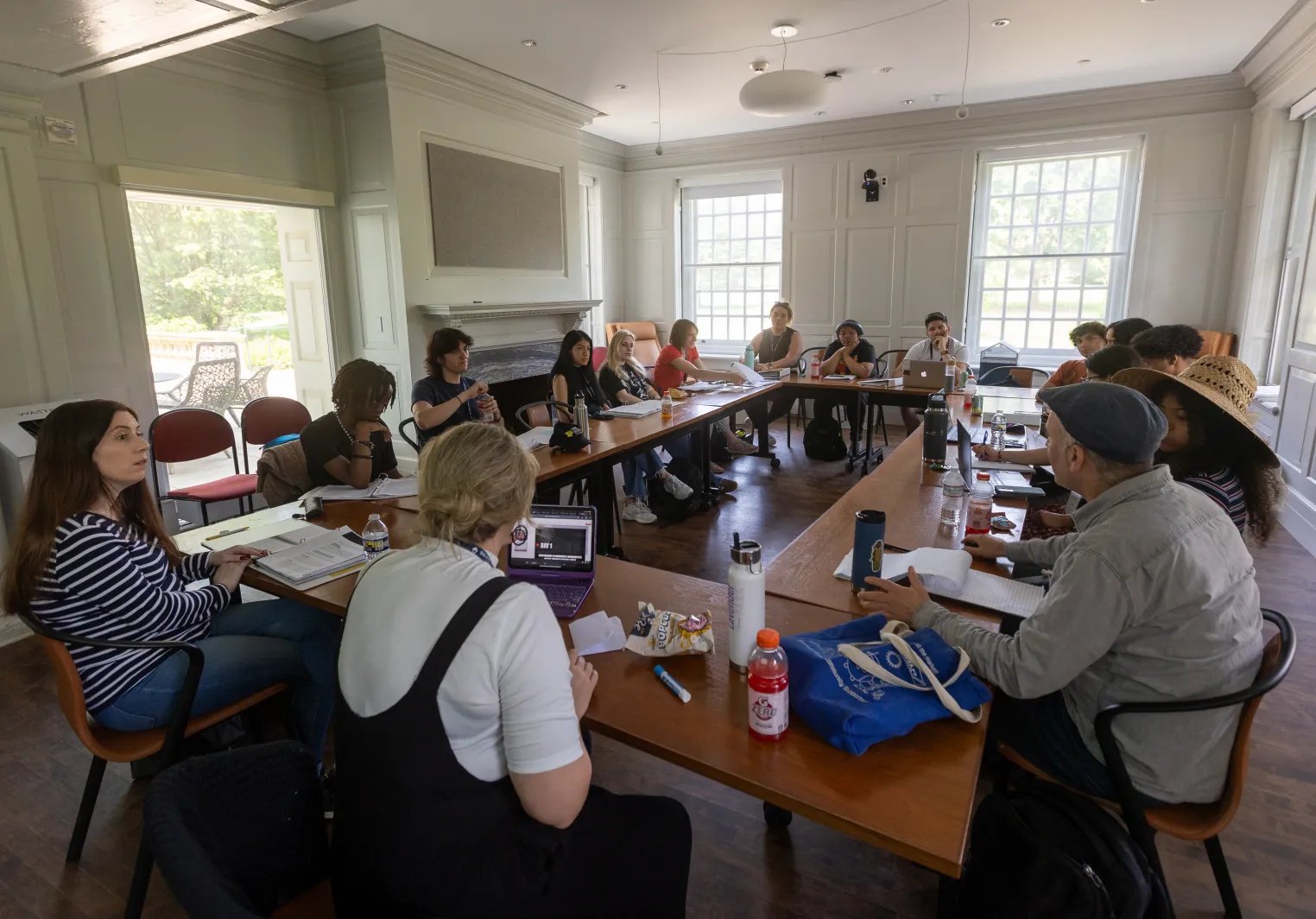 Students meet in VCAM 102 for a class during the Inaugural Bi-Co Exploring Transfer Together program