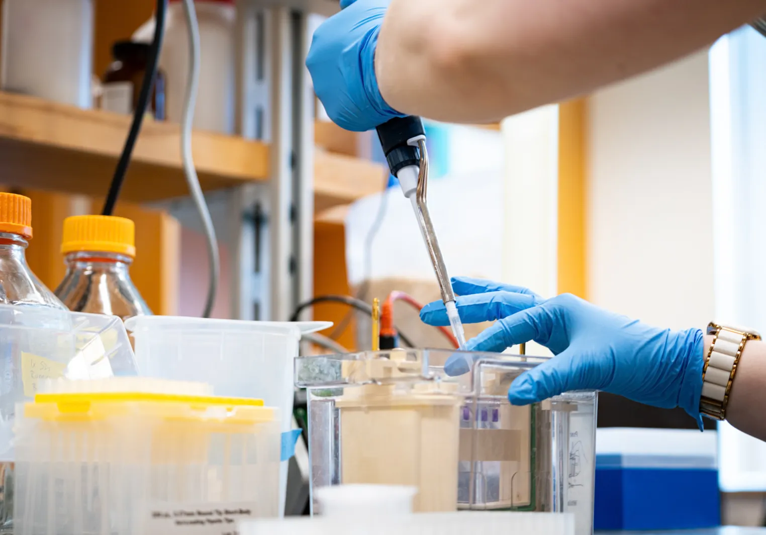 Science graduate research in the chem lab