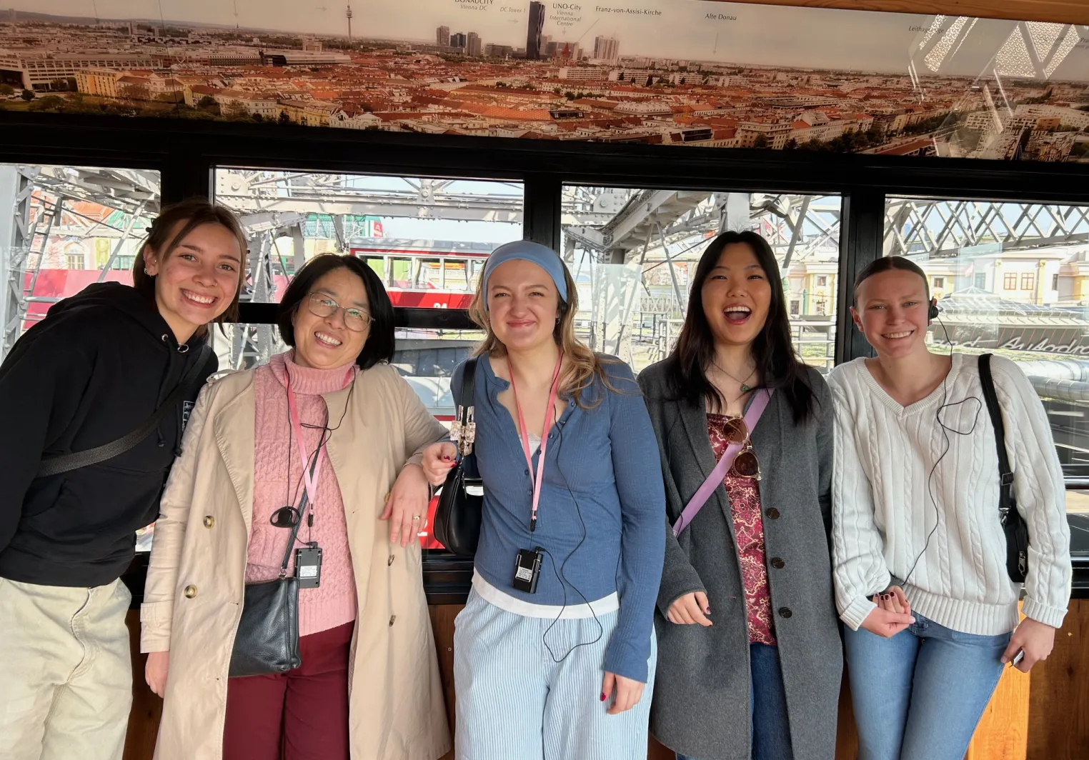 Five Bryn Mawr College students studying abroad in Vienna