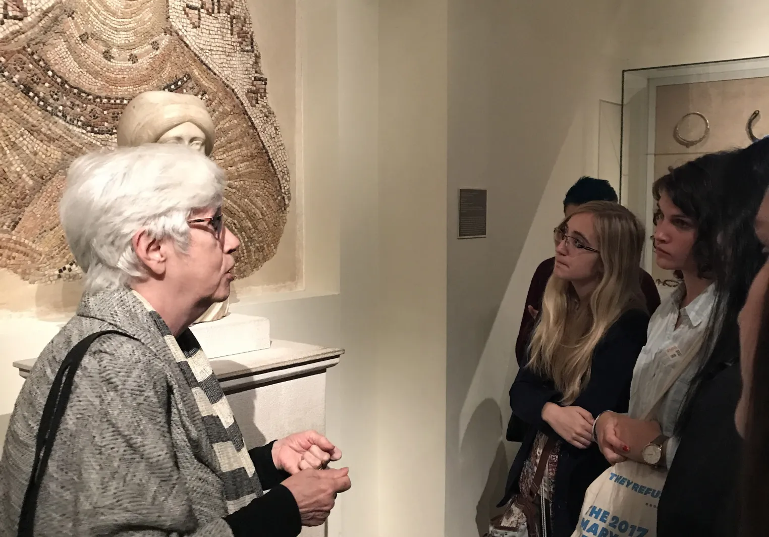 History of Art students touring Byzantine Art gallery at the Met in NYC