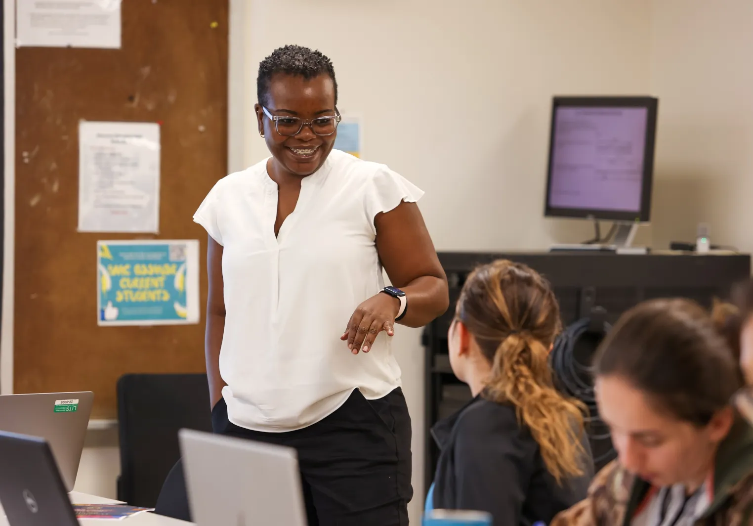 Faculty member collaborating with student