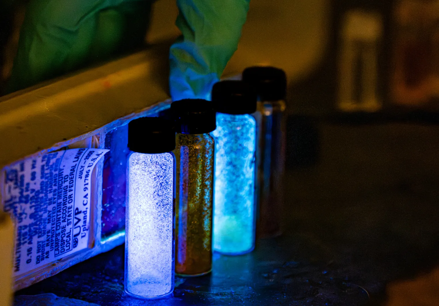 glowing test tubes