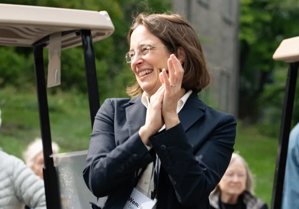 Wendy Cadge clapping at Parade
