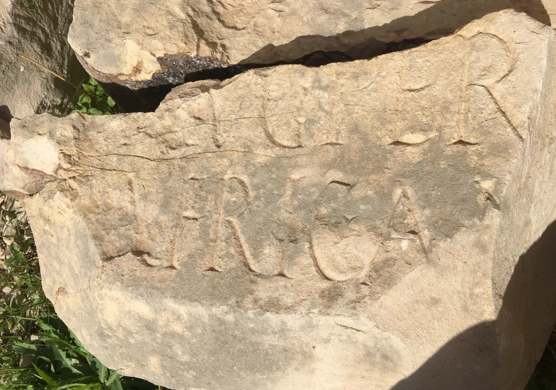 A fragment of an inscription from Bulla Regia (Tunisia), clearly saying "Africa"
