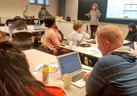 Alice McGrath teaches students about web accessibility